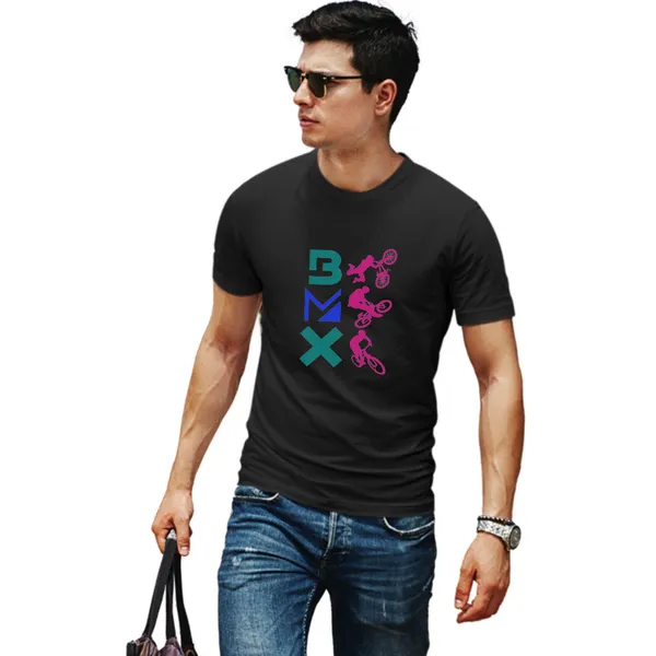 BMX_Black_Printed_T-Shirt_for_Men_–_Stylish_Half_Sleeve_Round_Neck_Cotton_Tee
