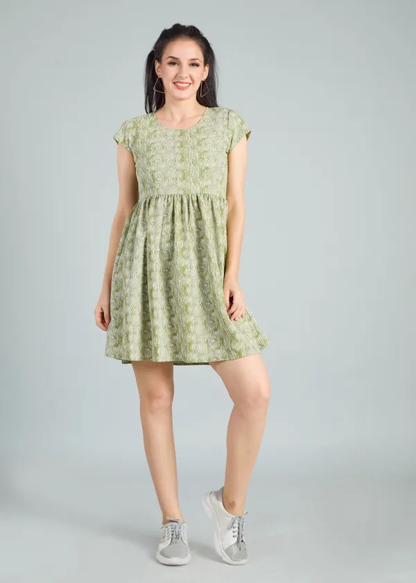Green_Premium_Animal_Printed_Dress_For_Women