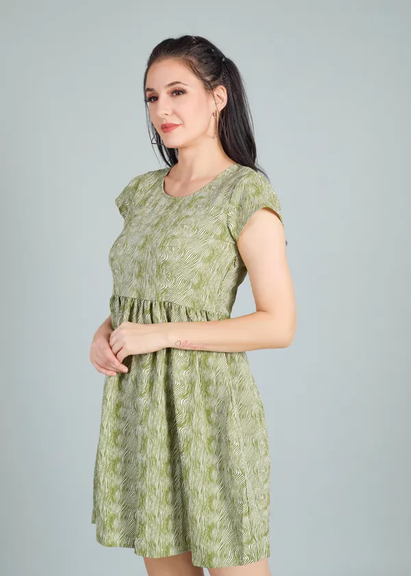 Green_Premium_Animal_Printed_Dress_For_Women