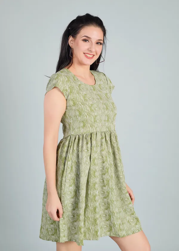 Green_Premium_Animal_Printed_Dress_For_Women