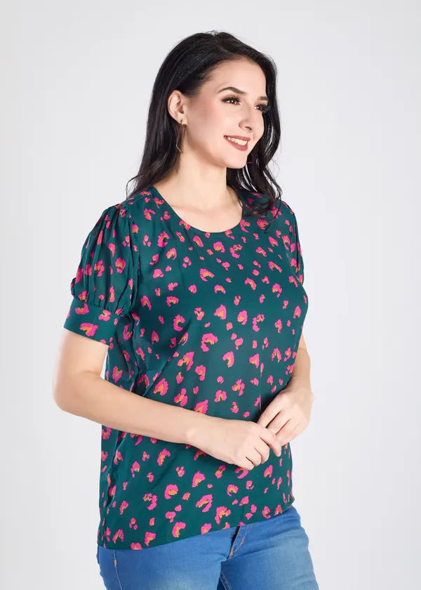 Green_Premium_Round_Neck_Half_Sleeve_Printed_Top_For_Women