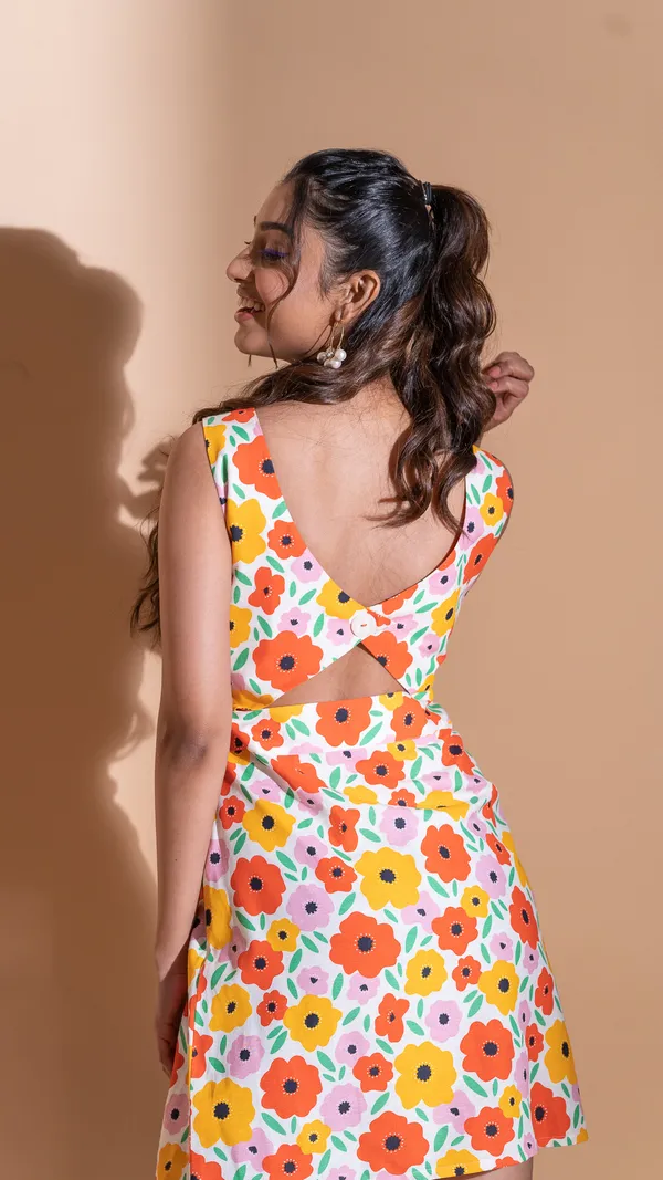 Orange_Premium_Floral_Printed_Knee_Length_Dress_For_Women