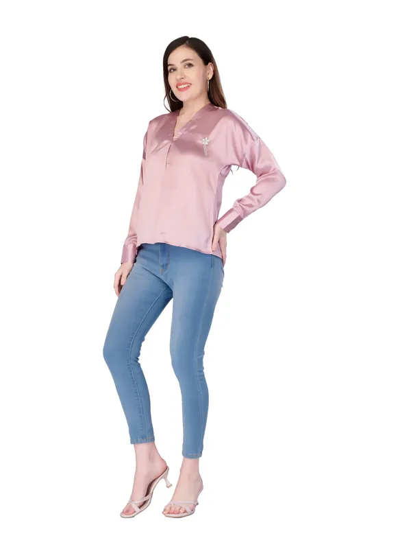 Pink_Solid_Full_Sleeve_Top_For_Women