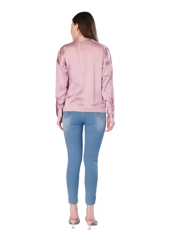 Pink_Solid_Full_Sleeve_Top_For_Women