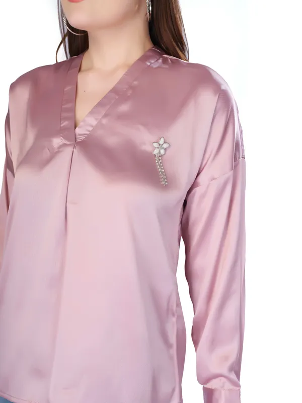 Pink_Solid_Full_Sleeve_Top_For_Women