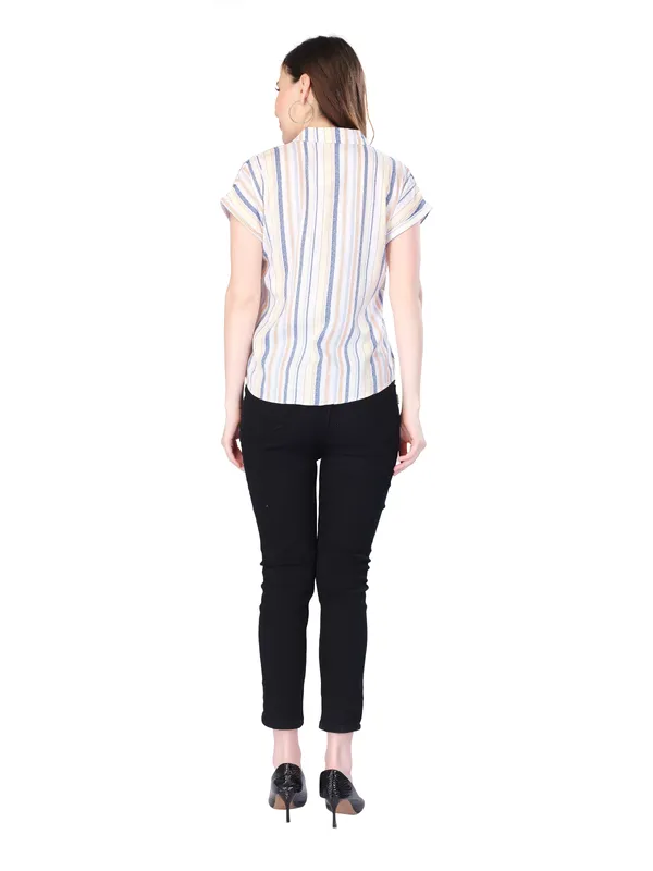 Multicolor_Stripes_Half_Sleeve_Shirt_For_Women
