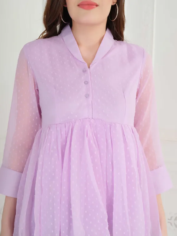 Lilac_3/4th_Sleeve_Peplum_Top_For_Women