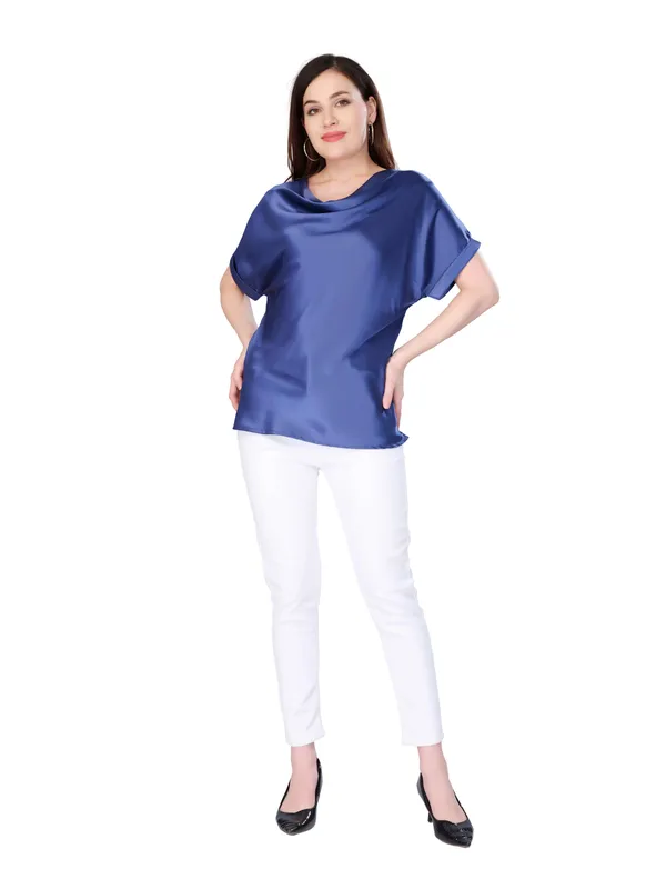 Blue_Solid_Cowl_Neck_Top_For_Women