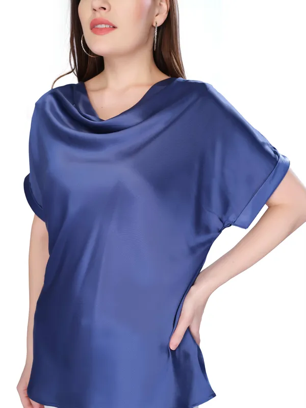 Blue_Solid_Cowl_Neck_Top_For_Women