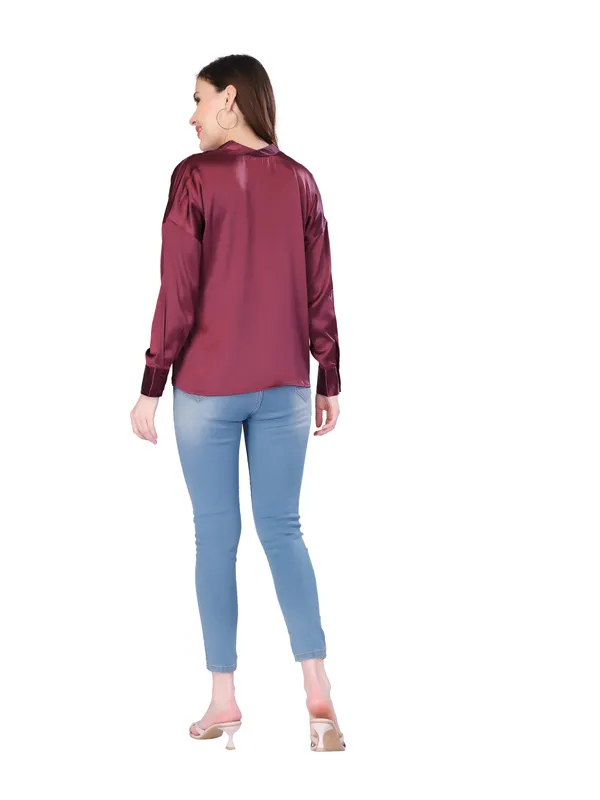 Wine_Solid_Full_Sleeve_Top_For_Women