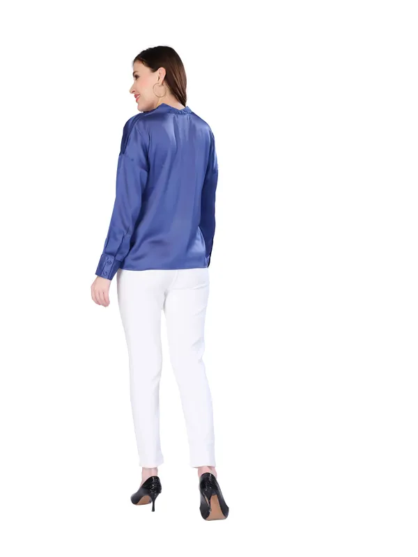 Blue_Solid_Full_Sleeve_Top_For_Women