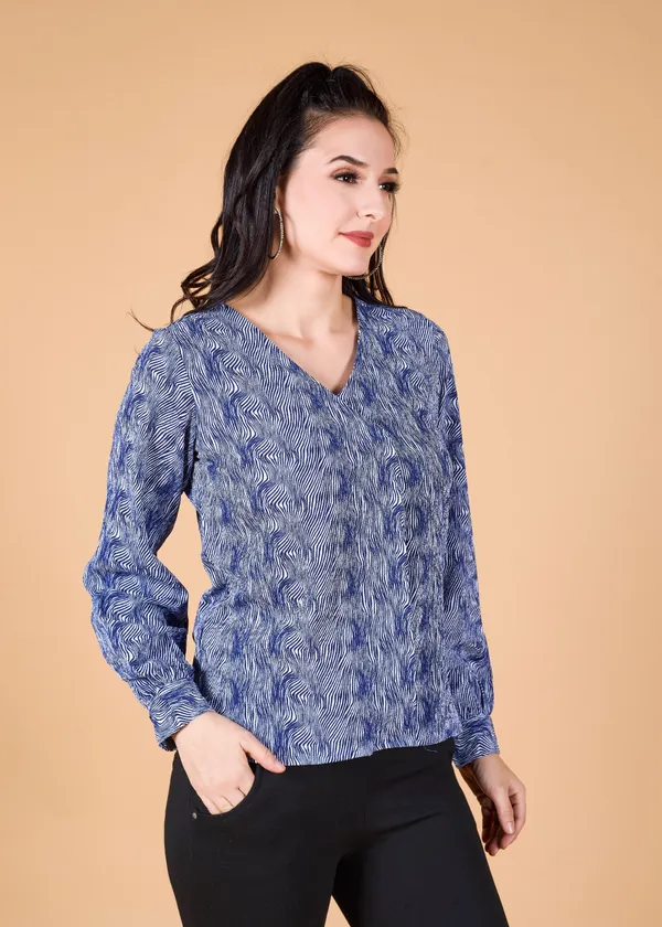 Blue_Premium_Animal_Printed_Top_For_Women