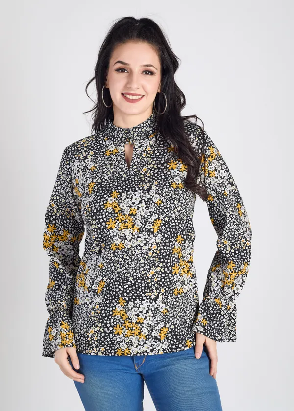 Black_Premium_Floral_Printed_Top_For_Women