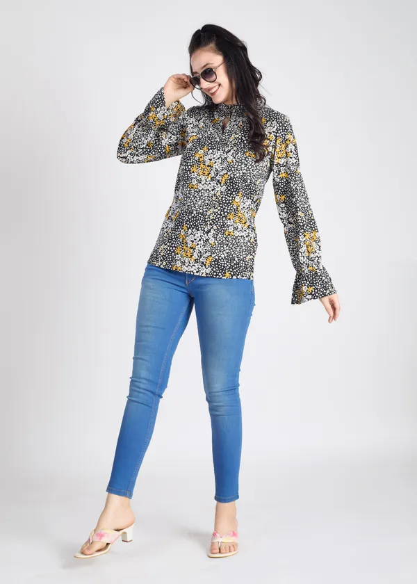 Black_Premium_Floral_Printed_Top_For_Women