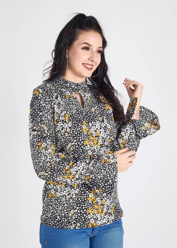 Black_Premium_Floral_Printed_Top_For_Women