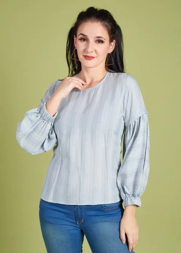 Blue_Premium_Round_Neck_Printed_Top_For_Women
