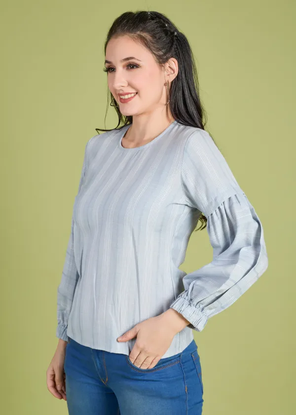 Blue_Premium_Round_Neck_Printed_Top_For_Women