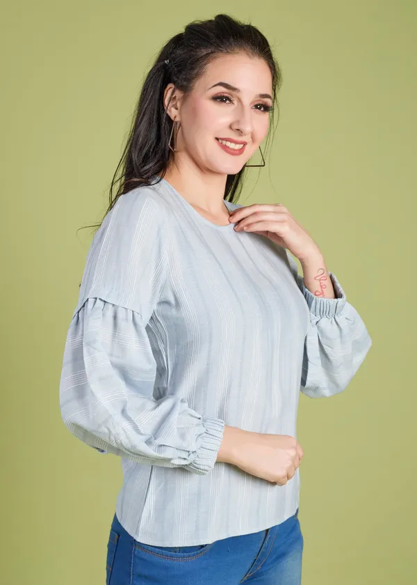 Blue_Premium_Round_Neck_Printed_Top_For_Women