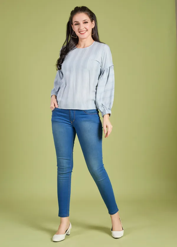 Blue_Premium_Round_Neck_Printed_Top_For_Women