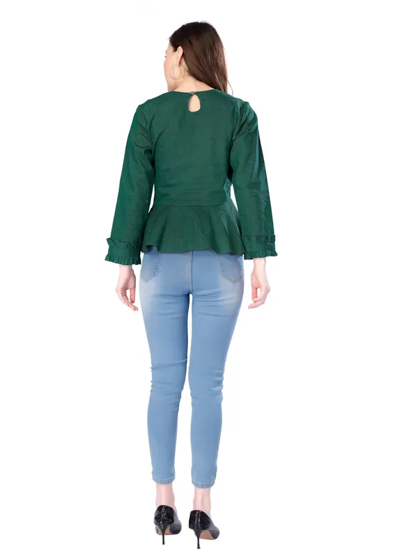Green_Full_Sleeve_Peplum_Top_For_Women