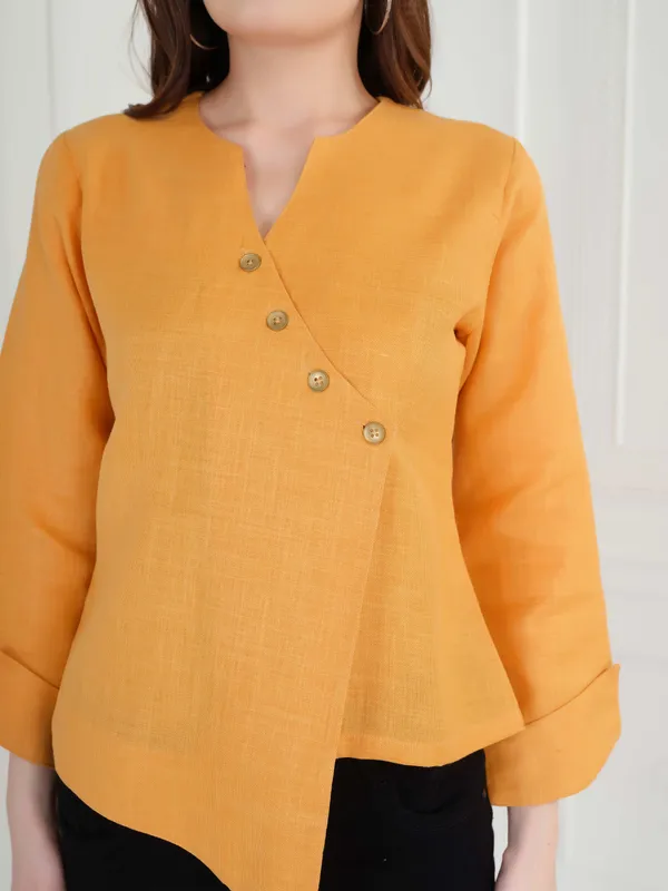 Orange_Solid_Full_Sleeve_Shirt_For_Women