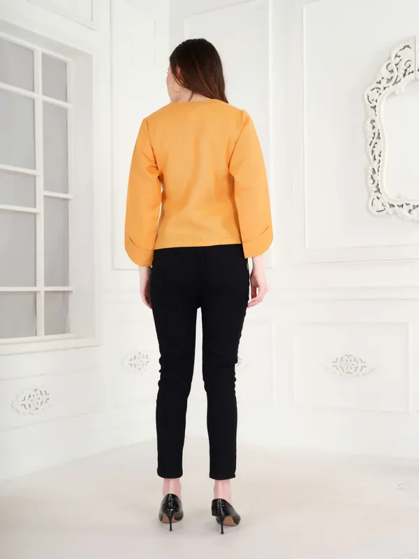 Orange_Solid_Full_Sleeve_Shirt_For_Women