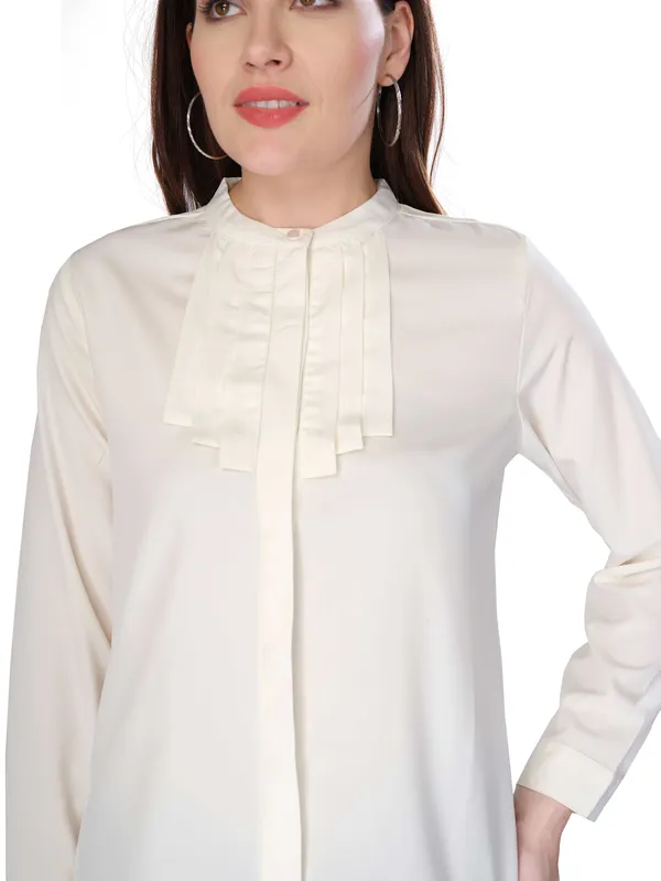 White_Solid_Full_Sleeve_Shirt_For_Women