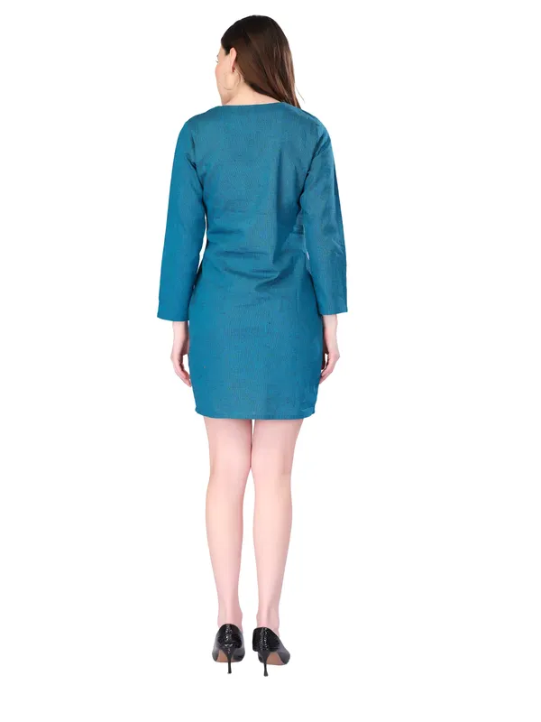 Blue_Solid_Full_Sleeve_Mini_Dress_For_Women