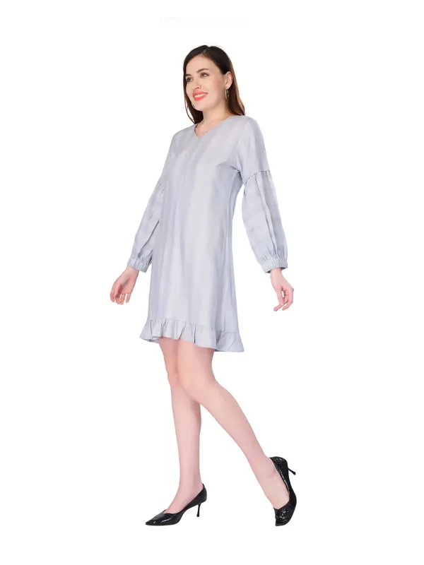 Light_Blue_Self_Stripe_Full_Sleeve_Cotton_Dress_For_Women