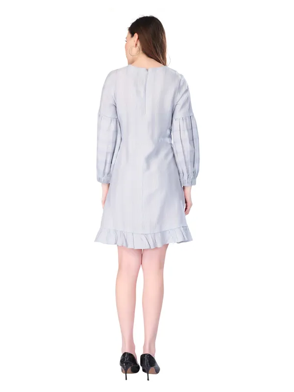 Light_Blue_Self_Stripe_Full_Sleeve_Cotton_Dress_For_Women