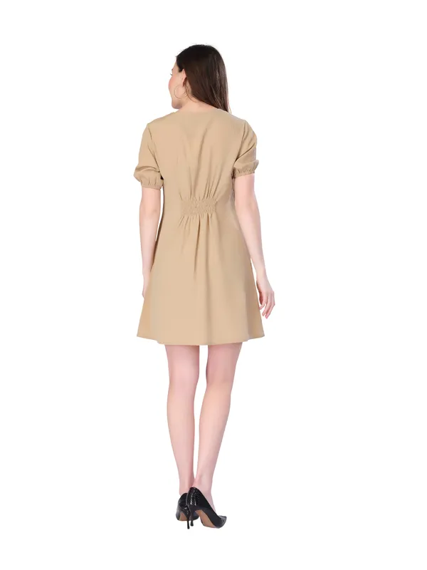 Beige_Solid_Mini_Dress_For_Women