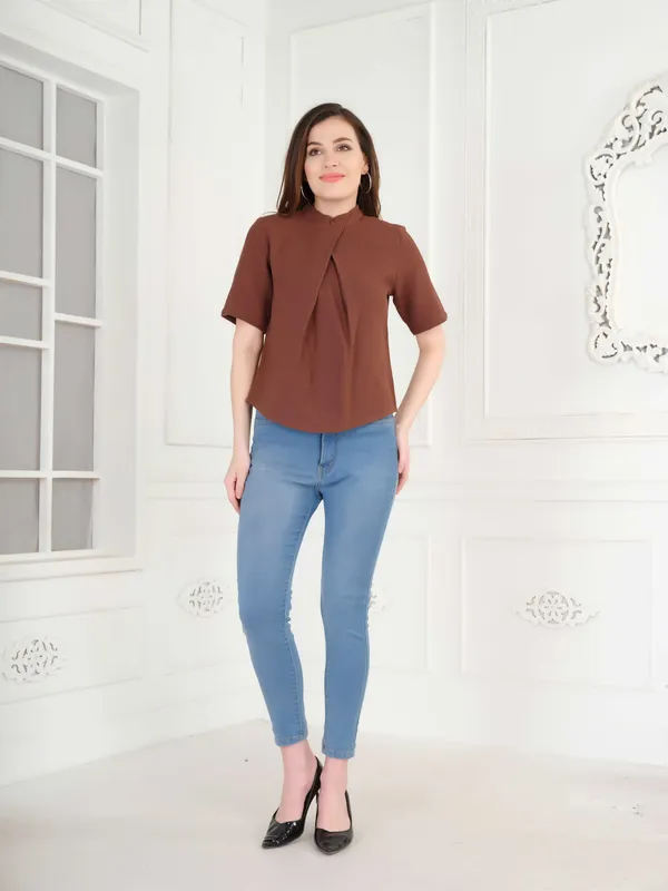Brown_Solid_Brown_Top_For_Women