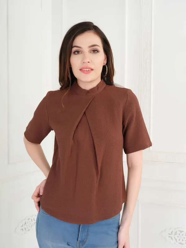 Brown_Solid_Brown_Top_For_Women
