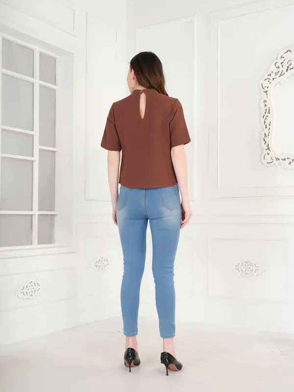 Brown_Solid_Brown_Top_For_Women