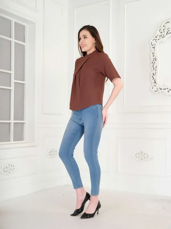 Brown_Solid_Brown_Top_For_Women