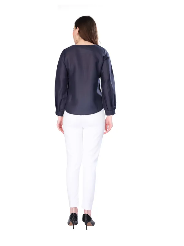Navy_Blue_Solid_Full_Sleeve_Top_For_Women