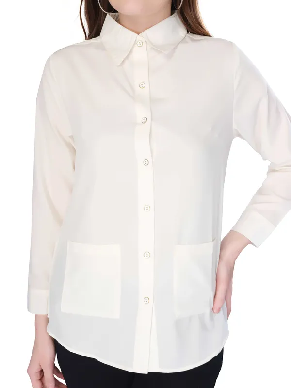 White_Solid_Shirt_For_Women