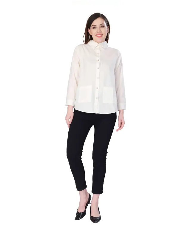 White_Solid_Shirt_For_Women