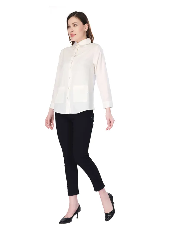 White_Solid_Shirt_For_Women