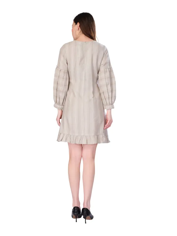 Beige_Self_Stripe_Full_Sleeve_Dress_For_Women