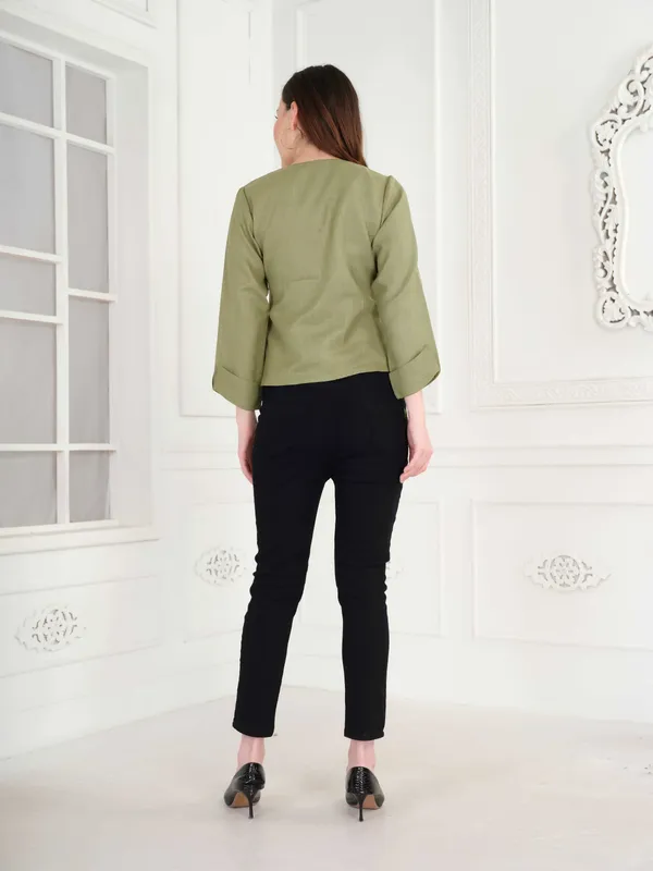 Green_Solid_Full_Sleeve_Shirt_For_Women