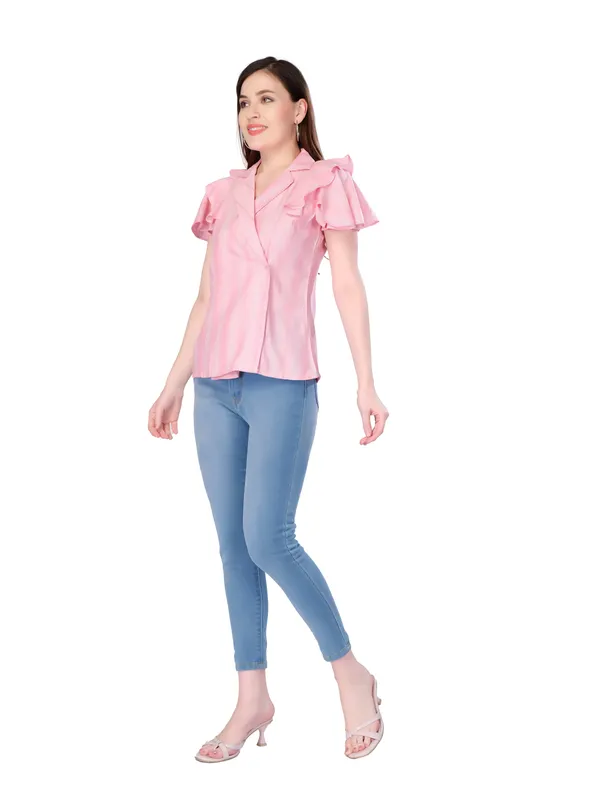 Pink_Self_Stripe_Wrap_Top_For_Women