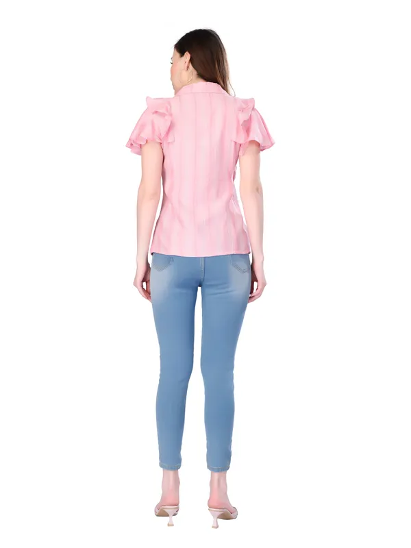 Pink_Self_Stripe_Wrap_Top_For_Women