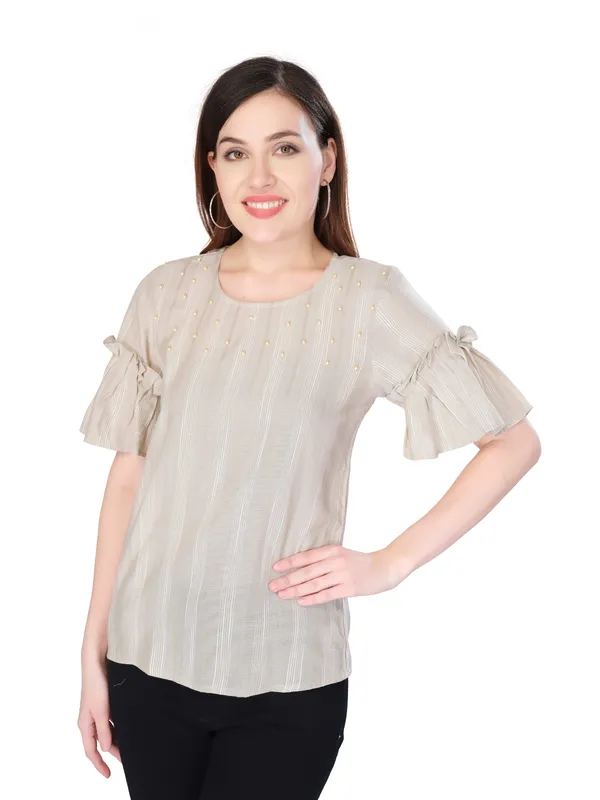 Beige_Self_Stripe_Top_For_Women