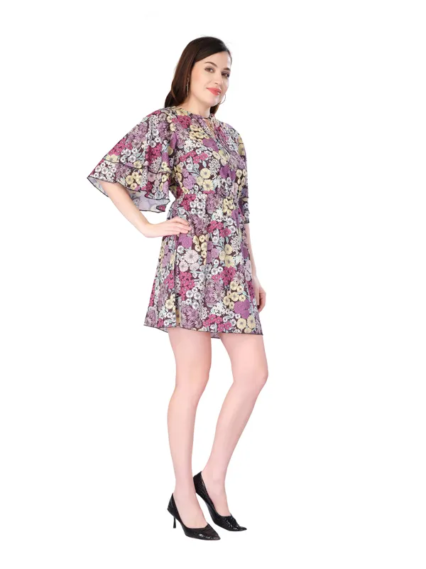 Black_Floral_Half_Sleeve_Dress_For_Women