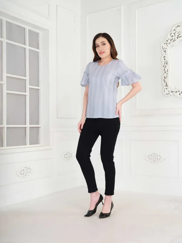 Light_Blue_Self_Stripe_Top_For_Women