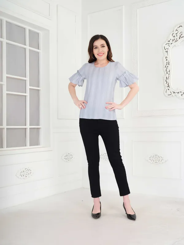 Light_Blue_Self_Stripe_Top_For_Women