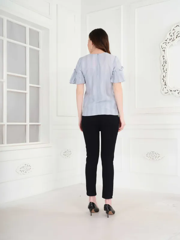 Light_Blue_Self_Stripe_Top_For_Women