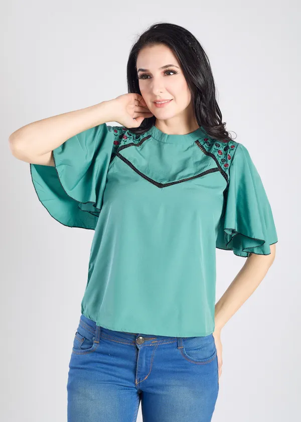 Sea_Green_Premium_Embroidered_Top_For_Women