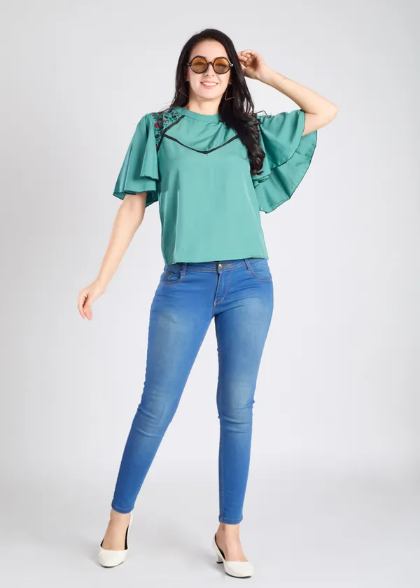 Sea_Green_Premium_Embroidered_Top_For_Women